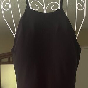 Chic Black Strapless Dress side slit/zipper